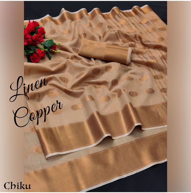 Aab Copper Linen Fancy Wholesale Non catalog Sarees Catalog